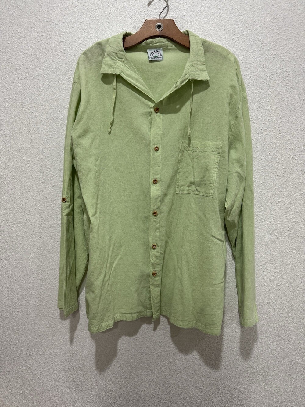 Vintage 80s Aries & Taurus Drawstrings Shirt Made In USA Lime Green Cotton 2XL